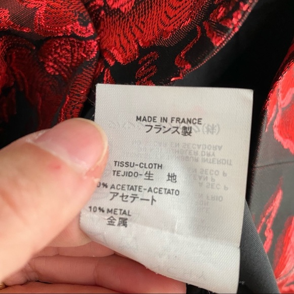 GIVENCHY Vintage Red Black Floral Metallic Skirt Suit Set size 42 - Picture 11 of 15